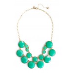 Mint Green Faceted Round Bauble Box Statement Necklace 